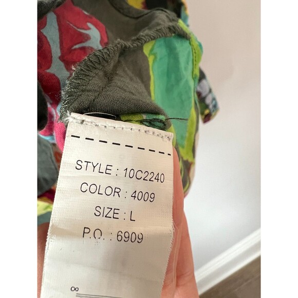 Desigual Women's Large Floral Artsy Button Down Blouse Multi Colored Embroidered - Picture 6 of 12